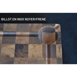 Billot à Poser En Bois Debout De Noyer Et Chêne Et équerres Inox 50 X 40 Cm -Le Brasero Magique Boutique billot a poser chabret en noyer et chene et equerres inox 50 x 40 x 5 cm 3