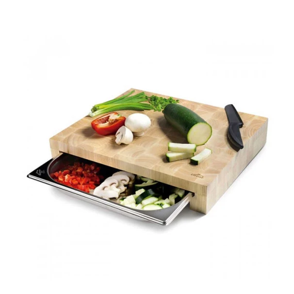 ENO Billot à Poser En Bois De Caoutchouc Avec Tiroir En Inox 4 ENO Billot à Poser En Bois De Caoutchouc Avec Tiroir En Inox – Image 2