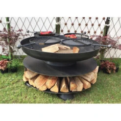 Braséro De Jardin Firepit Ring Of Logs Avec 4 Grilles Ø120 X H70 Cm -Le Brasero Magique Boutique brasero avec 4 grilles firepit ring of logs 120 2