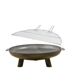 ESSCHERT DESIGN Braséro De Jardin Ø80 X H25 Cm Acier + Grille Barbecue