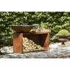 Braséro Plancha OFYR Island 100 Acier Corten Billot Teck -Le Brasero Magique Boutique brasero ofyr island 100 bois de teck plancha acier