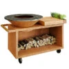 Braséro Plancha OFYR Island 100 Pro Acier Corten Billot Teck -Le Brasero Magique Boutique brasero ofyr island pro 100 bois de teckplancha acier