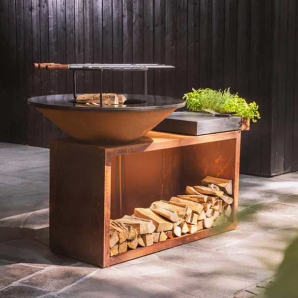 Braséro Plancha OFYR Island 100 Acier Corten Billot Céramique 3 Braséro Plancha OFYR Island 100 Acier Corten Billot Céramique