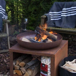 ESSCHERT DESIGN Braséro Storage Acier Corten Esschert Rond 80 Cm -Le Brasero Magique Boutique brasero storage acier corten esschert rond 80 cm 1