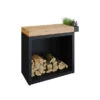 Rangement Bois OFYR Black Et Plan De Travail Teck 45 X 90 X 88 Cm -Le Brasero Magique Boutique butcher block storage ofyr black 90 bois de teck