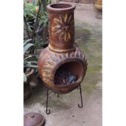 Cheminée Mexicaine Extérieure Grand Modèle 106 Cm Soleil Rouge -Le Brasero Magique Boutique cheminee mexicaine gm 106cm soleil rouge sur base 2