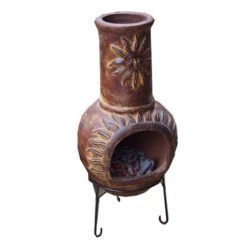 Cheminée Mexicaine Extérieure Grand Modèle 106 Cm Soleil Rouge