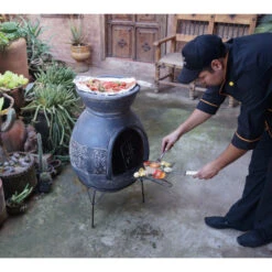 Cheminée Mexicaine Sur Base Avec Grille Inox Mexico Trade Center Jumbo 113 Cm Brun -Le Brasero Magique Boutique cheminee mexicaine jumbo brun 113cm sur base avec grille inox 2