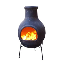 Cheminée Mexicaine Extérieure Jumbo 113 Cm Gris -Le Brasero Magique Boutique cheminee mexicaine jumbo gris 113cm sur base 1