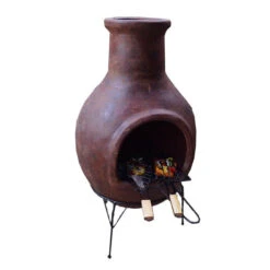 Cheminée Mexicaine Extérieure Jumbo Rouge 113 Cm -Le Brasero Magique Boutique cheminee mexicaine jumbo rouge 113cm sur base 1