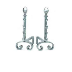 Chenets Cheminée Acier Tête Ogive 60 X 52 Cm