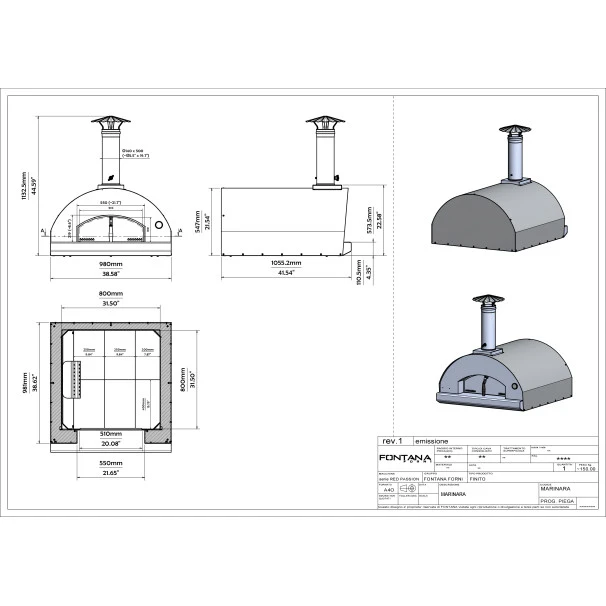 Four à Pizza à Bois Fontana Marinara Anthracite 4 Four à Pizza à Bois Fontana Marinara Anthracite – Image 2