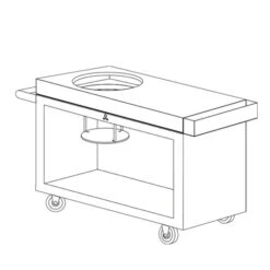 Table OFYR Pro Pour Big Green Egg Corten Bois Teck -Le Brasero Magique Boutique kamado ofyr table pro bois de teck bge 3