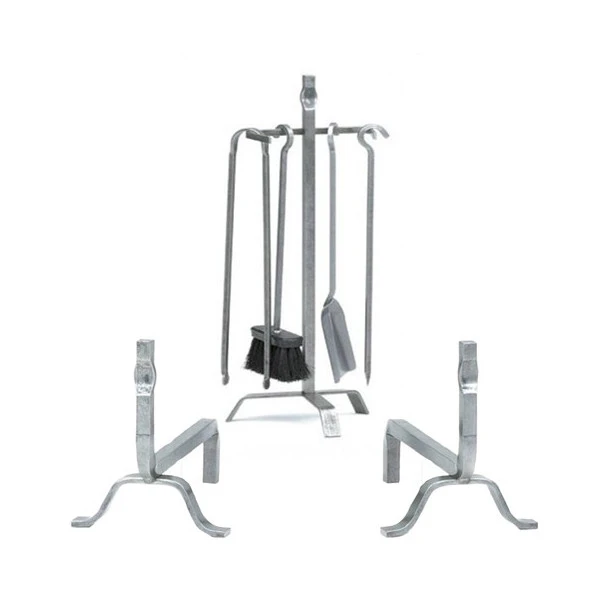 Ensemble Serviteur Et Chenets Tête Martelée Fer Forgé 3 Ensemble Serviteur Et Chenets Tête Martelée Fer Forgé