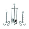 Ensemble Serviteur Et Chenets Tête Ogive Fonte Fer Forgé -Le Brasero Magique Boutique parure serviteur et chenets tete ogive fonte fer forge