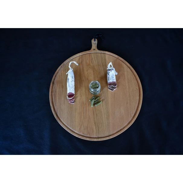 Planche à Découper Ronde Avec Rigole En Chêne Massif 60 Cm 9 Planche à Découper Ronde Avec Rigole En Chêne Massif 60 Cm – Image 7