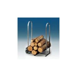 Range-bûches Et Mur De Bûches Sur Chariot 5 Range-bûches Et Mur De Bûches Sur Chariot -Le Brasero Magique Boutique reserve a bois reignoux roulante en acier brosse verni 1