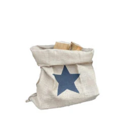 Sac à Bûches En Jute Motif étoile Anthracite