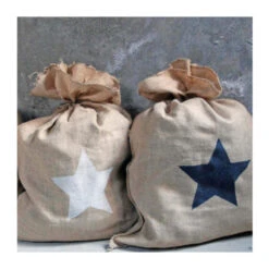 Sac à Bûches En Jute Motif étoile Blanche -Le Brasero Magique Boutique sac a buches esprit en jute etoile blanche 75x100 2