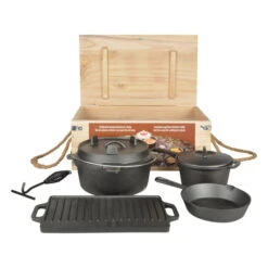 ESSCHERT DESIGN Set à Cuisiner En Fonte 7 Pièces Feu De Camp