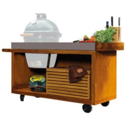 Table OFYR Pro 135 Corten / Béton Pour Big Green Egg -Le Brasero Magique Boutique table corten pro 135 ofyr concrete bge 2