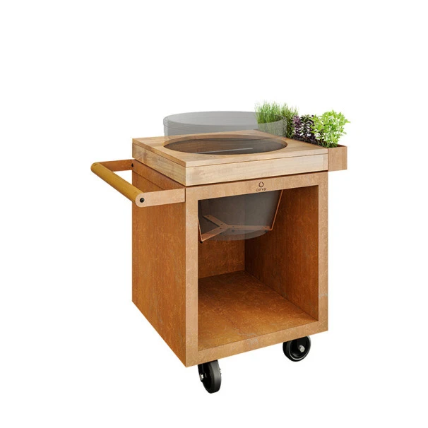 Table OFYR Pro 65 Corten / Bois De Teck Pour Big Green Egg 3 Table OFYR Pro 65 Corten / Bois De Teck Pour Big Green Egg